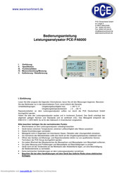 PCE Instruments PCE-PA6000 Bedienungsanleitung