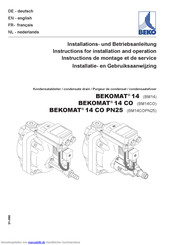 Beko BEKOMAT 14 Installationanleitung Und Betriebsanleitung