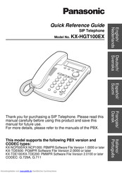 Panasonic KX-HGT100EX Kurzanleitung