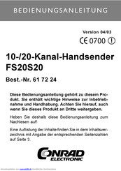 Conrad FS20S20 Bedienungsanleitung
