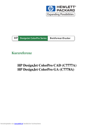 HP DesignJet ColorPro GA Kurzreferenz