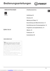 Indesit EDPA 745 A1 Bedienanleitung