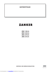 ZANKER ZKC 315 A Montage- Und Gebrauchsanleitung