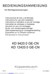 Küppersbusch KD 12420.0 GE-CN Montage- Und Bedienungsanweisung