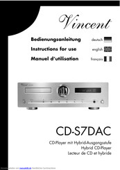 VINCENT CD-S7 DAC Bedienungsanleitung