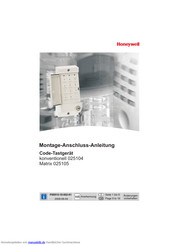 Honeywell Matrix 025105 Montage, Anschluss, Anleitung