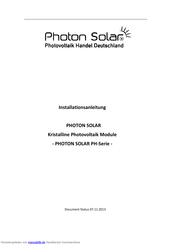 PHOTON SOLAR PH-270M-60 EU Installationsanleitung