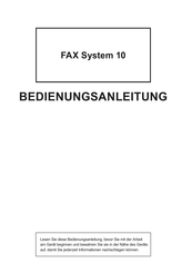Triumph Adler FAX System 10 Bedienungsanleitung
