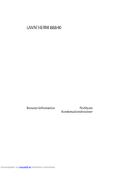 AEG Electrolux LAVATHERM 88840 Benutzerinformation
