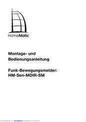 HomeMatic HM-Sen-MDIR-SM Montageanleitung Und Bedienungsanleitung