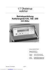Halstrup Walcher KAL 100 Betriebsanleitung
