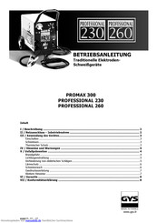 GYS PROFESSIONAL 260 Betriebsanleitung