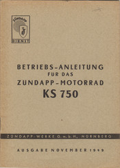 Zundapp KS 750 1949 Betriebs-Anleitung