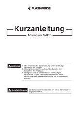 Flashforge Adventurer 5M Pro Kurzanleitung