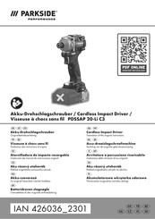 Parkside Performance PDSSAP 20-Li C3 Originalbetriebsanleitung