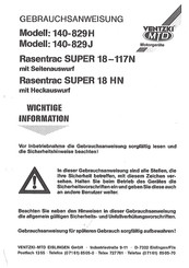 Mtd Ventzki Rasentrac SUPER 18-117N Gebrauchsanweisung