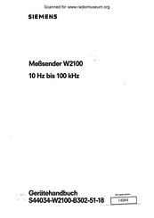 Siemens W2100 Gerätehandbuch