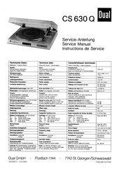 Dual CS 630 Q Serviceanleitung