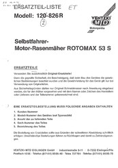 Mtd VENTZKI ROTOMAX 53 S Gebrauchsanweisung Und Ersatzteilliste