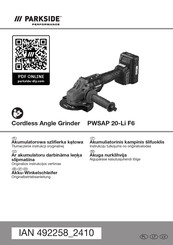 Parkside Performance PWSAP 20-Li F6 Originalbetriebsanleitung