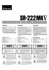 Sansui SR-222MKV Betriebsanleitung