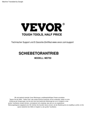 VEVOR MD750 Originalanleitung
