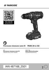 Parkside PABS 20-Li G8 Originalbetriebsanleitung