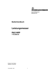 Rohde & Schwarz NRP Bedienhandbuch