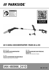 Parkside PAHE 20-Li E5 Originalbetriebsanleitung