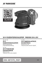 Parkside 487370 2501 Bedienungsanleitung/Originalbetriebsanleitung