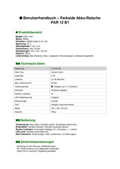 Parkside PAR 12 B1 Benutzerhandbuch