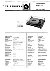 Telefunken TS 850 hifi Bedienungsanleitung