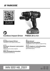 Parkside PSBSA 20-Li C3 Originalbetriebsanleitung