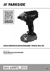 Parkside PDSSA 20-Li B2 Originalbetriebsanleitung