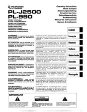Pioneer PL-J2500 Bedienungsanleitung