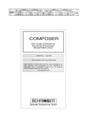 Behringer MDX 2100 Bedienungsanleitung