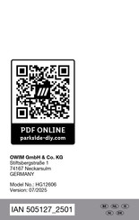 Parkside HG12606 Bedienungs- Und Sicherheitshinweise