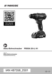 Parkside PBSSA 20-Li A1 Originalbetriebsanleitung