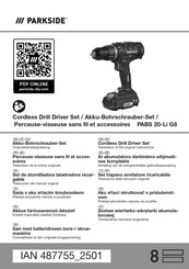 Parkside PABS 20-Li G8 Originalbetriebsanleitung