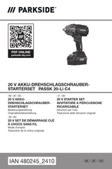 Parkside PASSK 20-Li C4 Bedienungsanleitung/Originalbetriebsanleitung