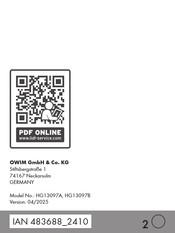 Tronic HG13097A Bedienungs- Und Sicherheitshinweise