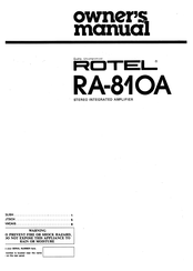 Rotel RA-810A Bedienungsanleitung