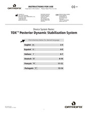 Orthofix TDX Posterior Dynamic Stabilization System Gebrauchsanweisung
