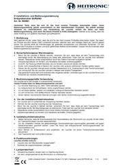 Heitronic BURANO Installations- Und Betriebs-Anleitung