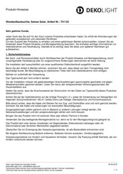 Dekolight Samas Solar Produkthinweise