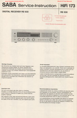 Saba RS 930 Service-Instruktion