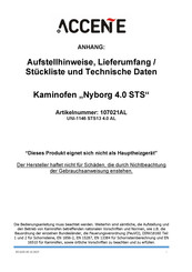 Accente Nyborg 4.0 STS Aufstellhinweise, Lieferumfang / Stückliste Und Technische Daten