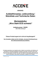 Accente Nivo Stahl ECS schwarz Aufstellhinweise, Lieferumfang / Stückliste Und Technische Daten
