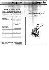 Agria Farmboy 1400 Betriebsanleitung