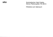 Braun PS 550 S Hinweise Zum Gebrauch